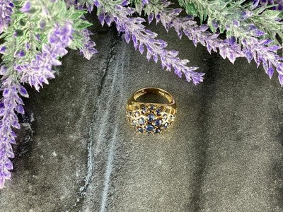 925 Sterling Silver Gold Plated Tanzanite Ring Size 5.5