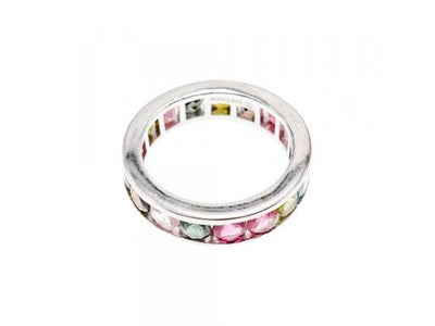 925 Sterling Silver Multi Gemstones Ring Size 8.5