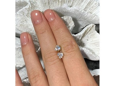 14K Yellow Gold CZ Hearts Earrings