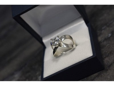 925 Sterling Silver CZ "Heart" Ring Size 8