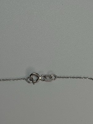 14K WHITE GOLD NECKLACE WHITE & BLUE CRYSTALS LENGTH 17 INCH