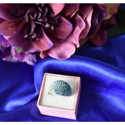 925 Sterling Silver Blue & White CZ Ring Size 6.5