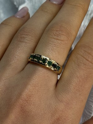 925 Sterling Silver Gold Plated Emerald Ring Size 8
