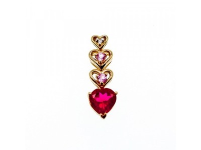 10K Yellow Gold Ruby, Morganite & Diamond Heart Pendant