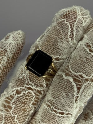 10K Yellow Gold Brown Tourmaline & Diamonds Ring Size 6