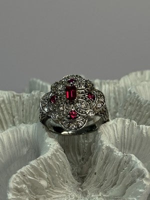 925 Sterling Silver Pink Spinel Ring Size 5