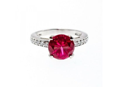 925 Sterling Silver Pink Topaz & CZ Ring Size 7