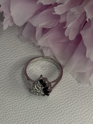 925 Sterling Silver Dark Blue & White Sapphire Ring Size 9 ; 7 ; 6.5