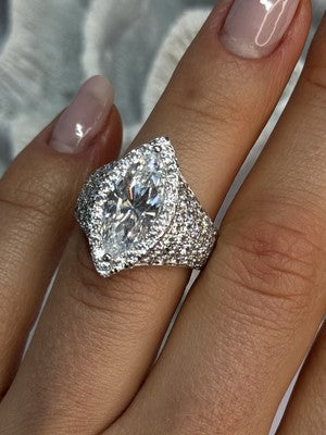 Shiny 925 Sterling Silver CZ Ring Size 6