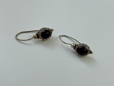 Vintage 925 Sterling Silver Agate Earrings