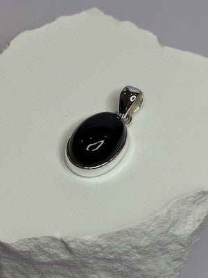 925 Sterling Silver Black Onyx Pendant Length 1.2 Inch