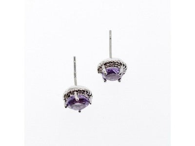 925 Sterling Silver Amethyst Stud Earrings