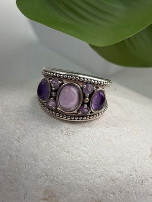 925 Sterling Silver Purple Tourmaline Ring Size 6