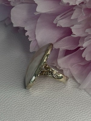 Vintage 925 Sterling Silver Rink Abalone Ring Size 6.5