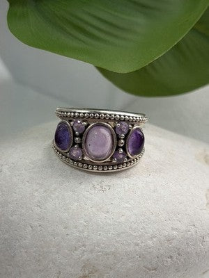 925 Sterling Silver Purple Tourmaline Ring Size 6