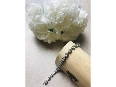925 Sterling Silver White/Colorless Spinel Bracelet Size 6.7 IN