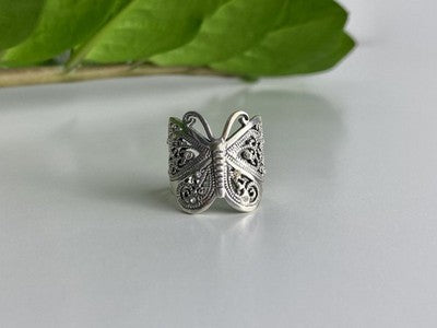925 Sterling Silver CZ "Butterfly" Ring Size 6.5