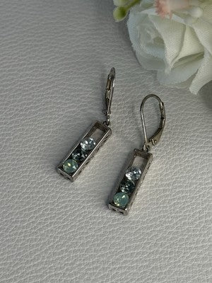 925 Sterling Silver Aquamarine Earrings Length 1.30 Inch