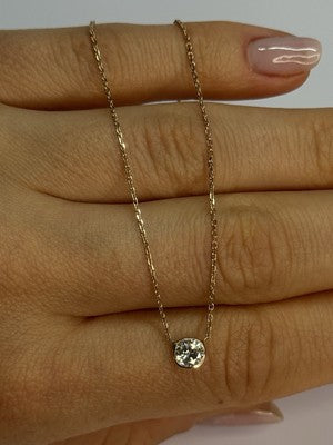 14K YELLOW GOLD DIAMOND 0.56 CARAT NECKLACE LENGTH 18 INCH