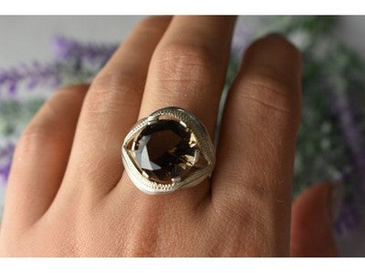 925 Sterling Silver Hessonite Ring Size 9