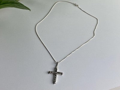 925 Sterling Silver Marcasites Chain With Cross
