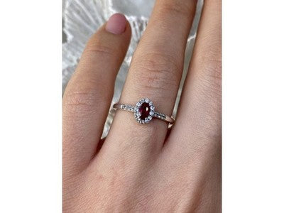 925 Sterling Silver Rubellite & White Tourmaline Ring Size 7