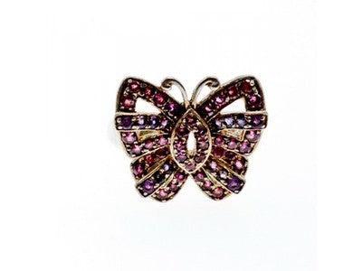 925 Sterling Silver Iolite & Pink Topaz "Butterfly" Ring Size 8