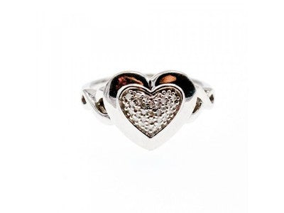 925 Sterling Silver Diamond "Heart" Ring Size 7.5