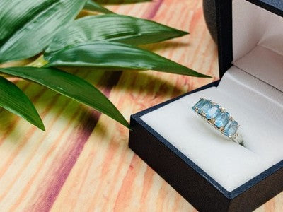 925 Sterling Silver Blue Spinel Ring Size 6.5