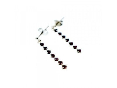 925 Sterling Silver Almandine Stud Earrings