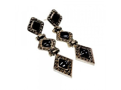 Vintage 925 Sterling Silver Onyx Earrings