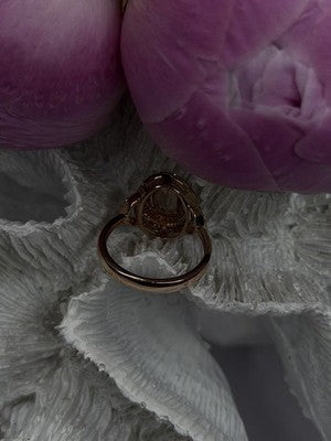 10K Rose Gold Morganite White & Chocolate Diamonds Ring Size 7