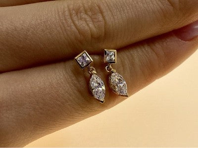 14K Yellow Gold CZ Earrings
