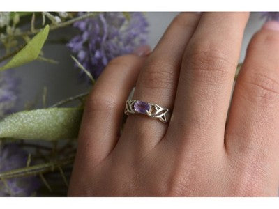 925 Sterling Silver Purple Tourmaline Ring Size 6.5