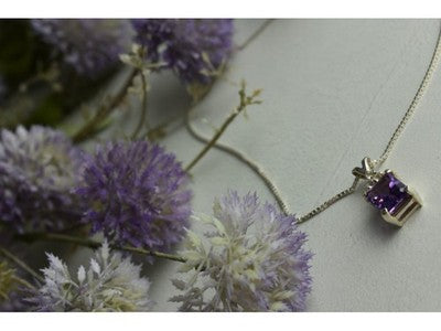 925 Sterling Silver Purple Tourmaline & Goshenite Chain With Pendant