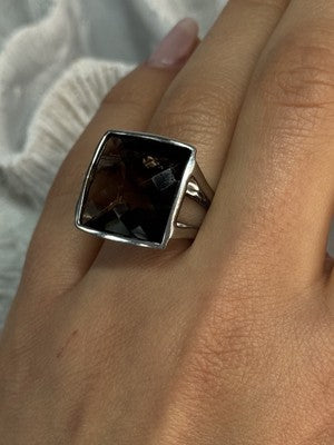925 Sterling Silver Brown Tourmaline Ring Size 7