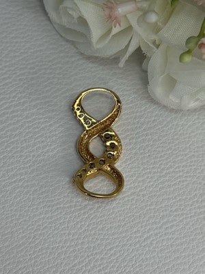 925 Sterling Silver Gold Plated CZ Pendant Length 1.20 Inch