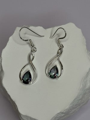 925 Sterling Silver Alexandrite Earrings Length 1.8 Inch