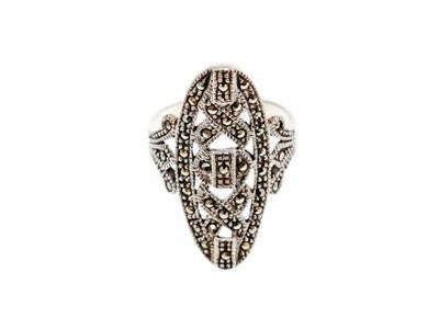 925 Sterling Silver Marcasites Ring Size 6.5