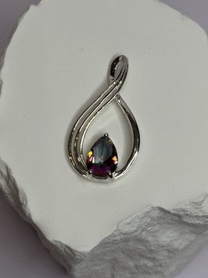 925 Sterling Silver Alexandrite Pear Pendant Length 1.5 Inch