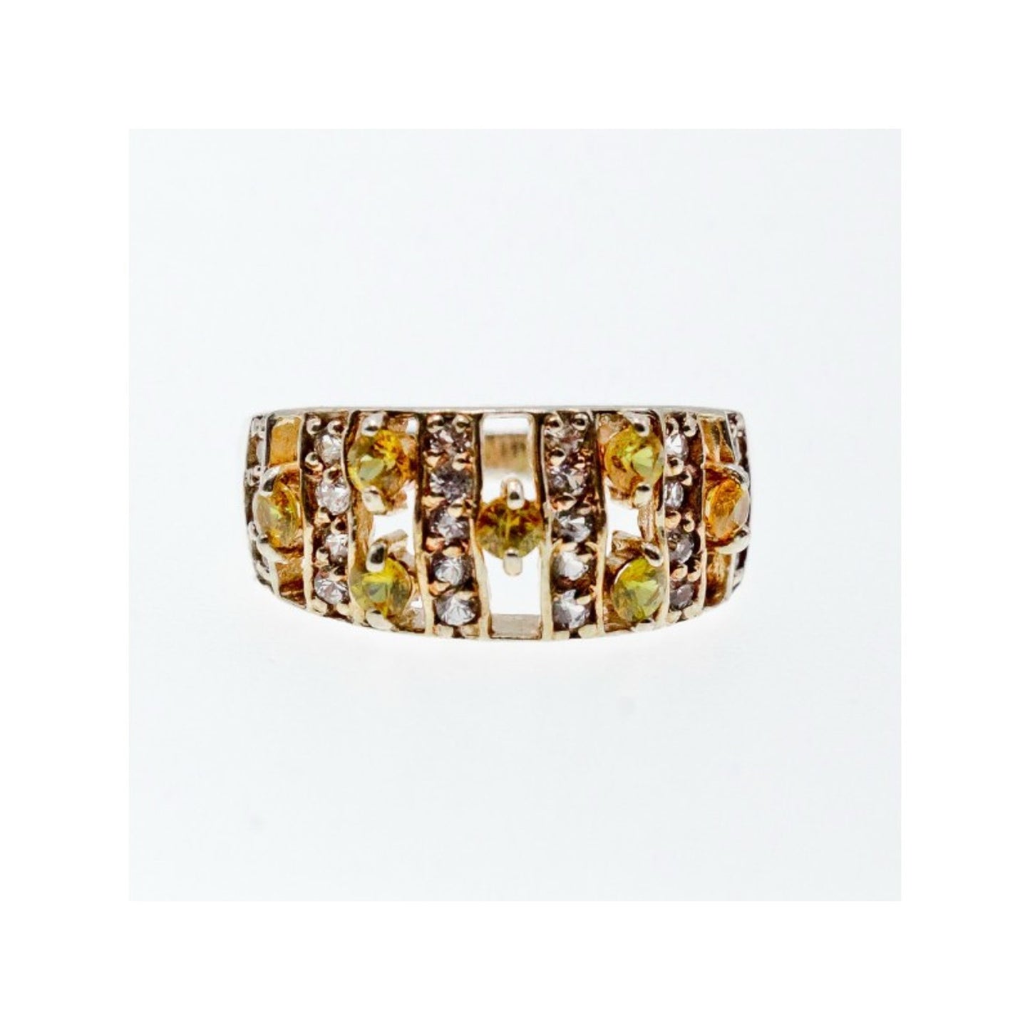 925 STERLING SILVER CITRINE & QUARTZ RING SIZE 8.5