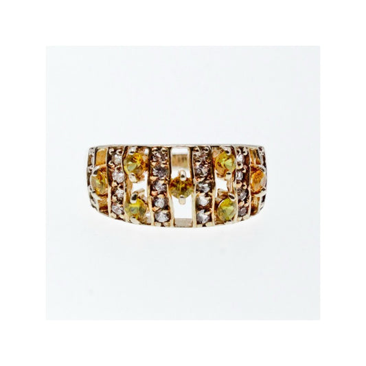925 STERLING SILVER CITRINE & QUARTZ RING SIZE 8.5
