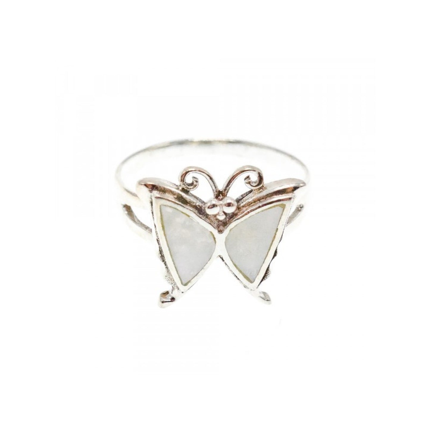 925 STERLING SILVER MOTHER OF PEARL "BUTTERFLY" RING SIZE 8.5