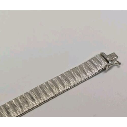 925 sterling silver DIAMOND CUT OMEGA bracelet 7.25 INCH  3/4 INCH WIDE AT