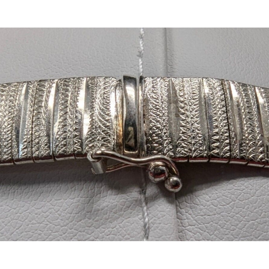 925 sterling silver DIAMOND CUT OMEGA bracelet 7.25 INCH  3/4 INCH WIDE AT