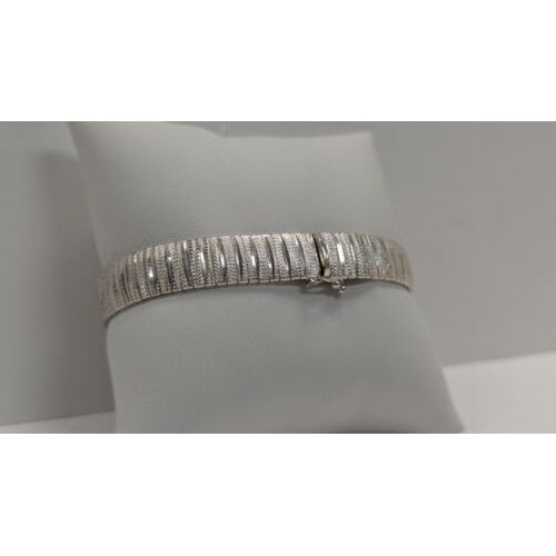 925 sterling silver DIAMOND CUT OMEGA bracelet 7.25 INCH  3/4 INCH WIDE AT