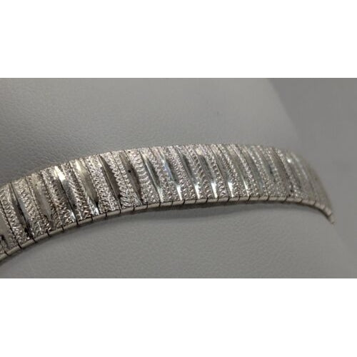 925 sterling silver DIAMOND CUT OMEGA bracelet 7.25 INCH  3/4 INCH WIDE AT