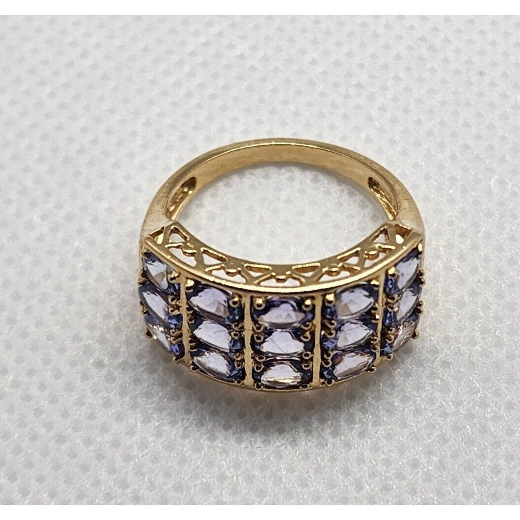 14K Solid Yellow Gold & Tanzanite Ring Size 5.5