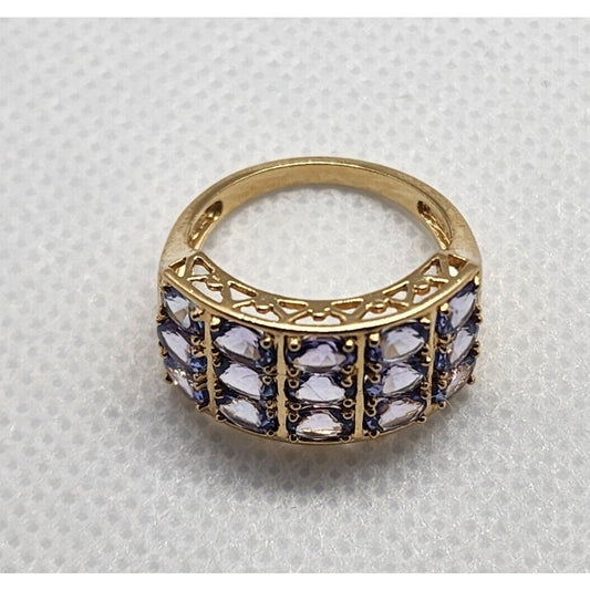 14K Solid Yellow Gold & Tanzanite Ring Size 5.5