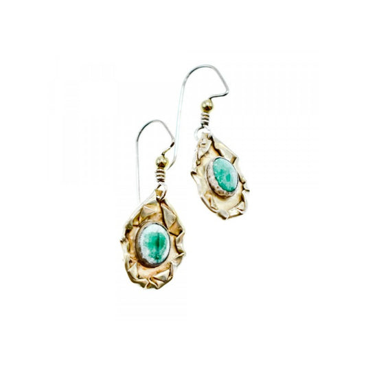 Vintage 925 Sterling Silver Malachite Earrings